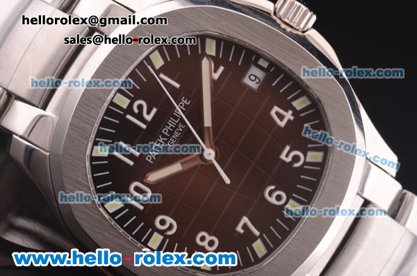 Patek Philippe Nautilus Asia 2824 Automatic Full Steel with Brown Dial and Luminous Markers - Click Image to Close